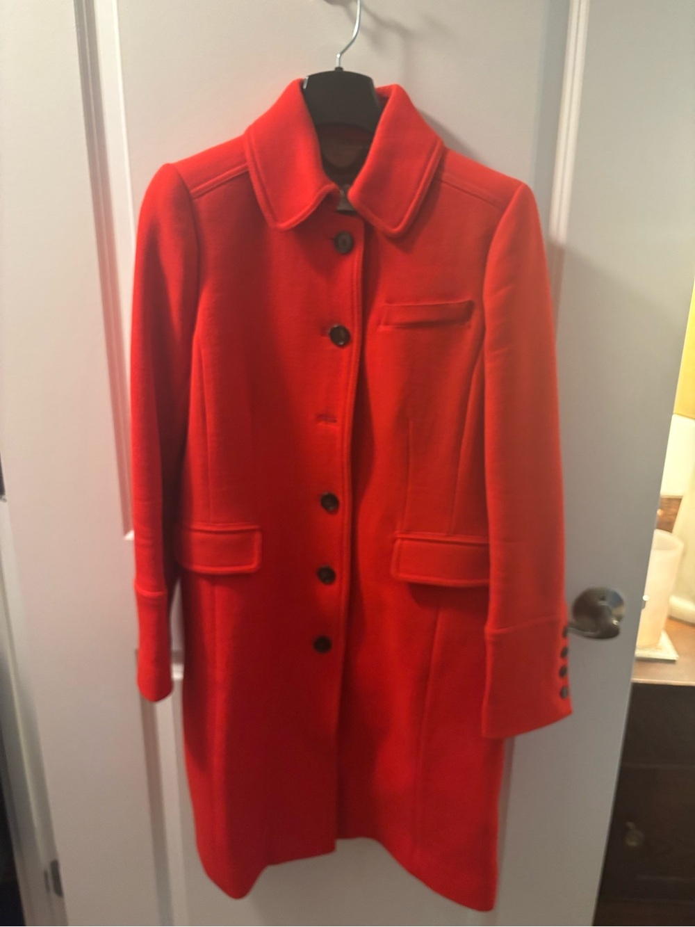 J. Crew Bright Orangey Red Wool Coat